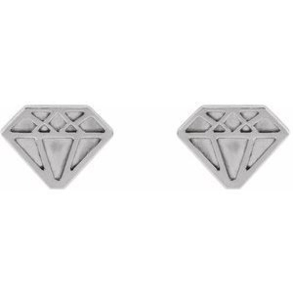 Sterling Silver Tiny Diamond Earrings - image 2